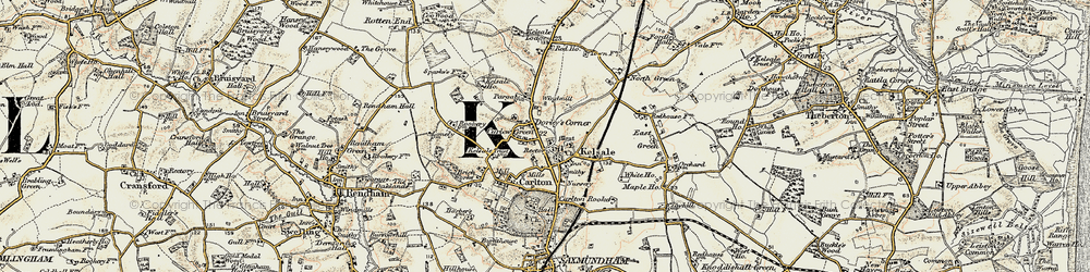 Old map of Kelsale Hall in 1898-1901