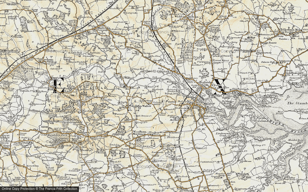 Old Map of Historic Map covering Woodlands in 1898