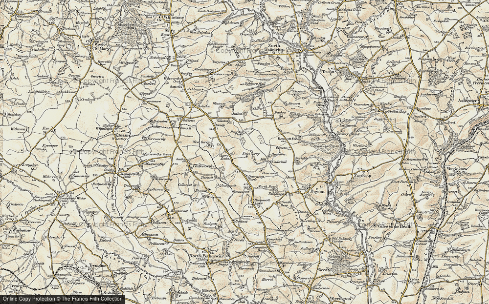Old Map of Historic Map covering Beardon Plantn in 1900