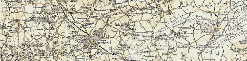Old map of Curry Mallet in 1898-1900