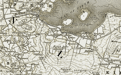 Old map of Cursiter in 1911-1912
