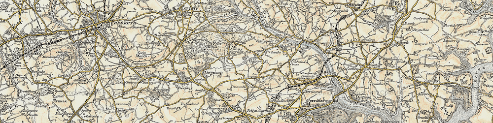 Old map of Cusgarne in 1900