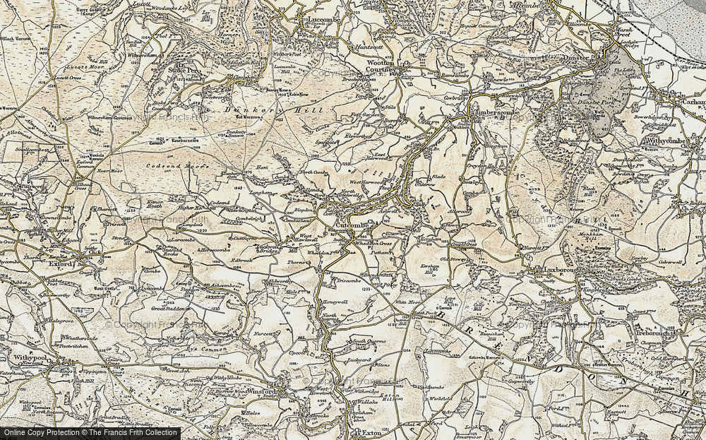 Old Map of Historic Map covering Blagdon Cross in 1898-1900