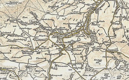 Old map of Blagdon Cross in 1898-1900