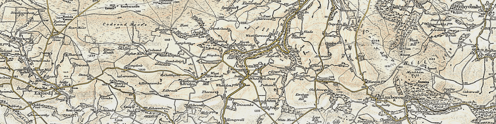 Old map of Cutcombe in 1898-1900