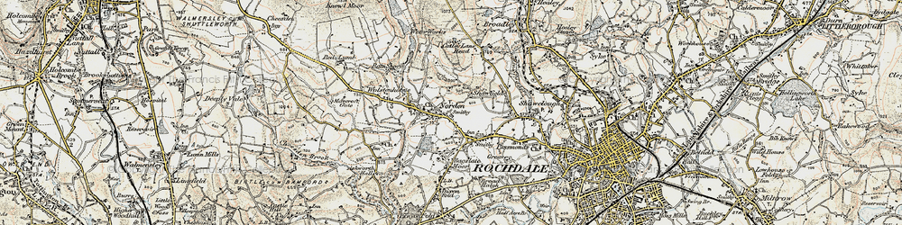 Old map of Cutgate in 1903