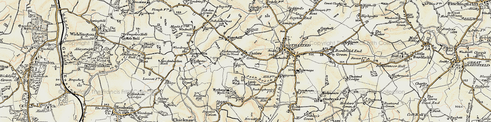 Old map of Cutlers Green in 1898-1899