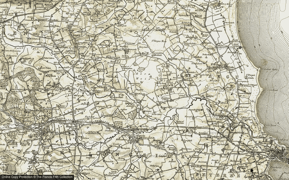 Old Map of Historic Map covering Lintmill in 1909-1910