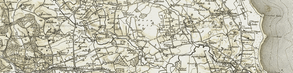 Old map of Lintmill in 1909-1910