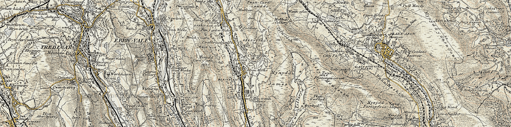 Old map of Mynydd James in 1899-1900