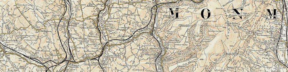 Old map of Cwm Dows in 1899-1900
