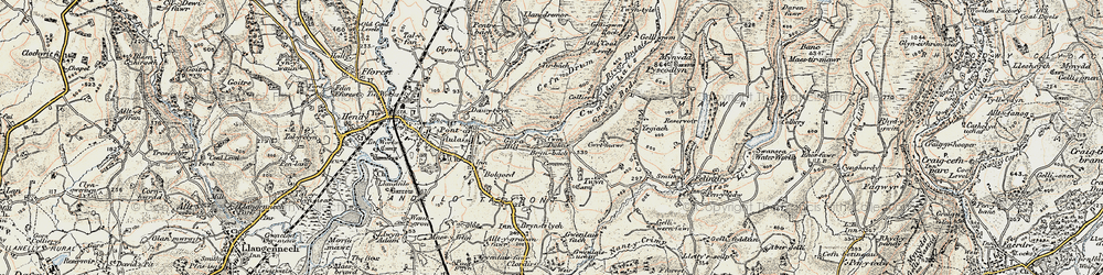 Old map of Cwm Dulais in 1900-1901