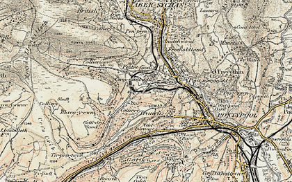 Old map of Cwm Ffrwd-oer in 1899-1900