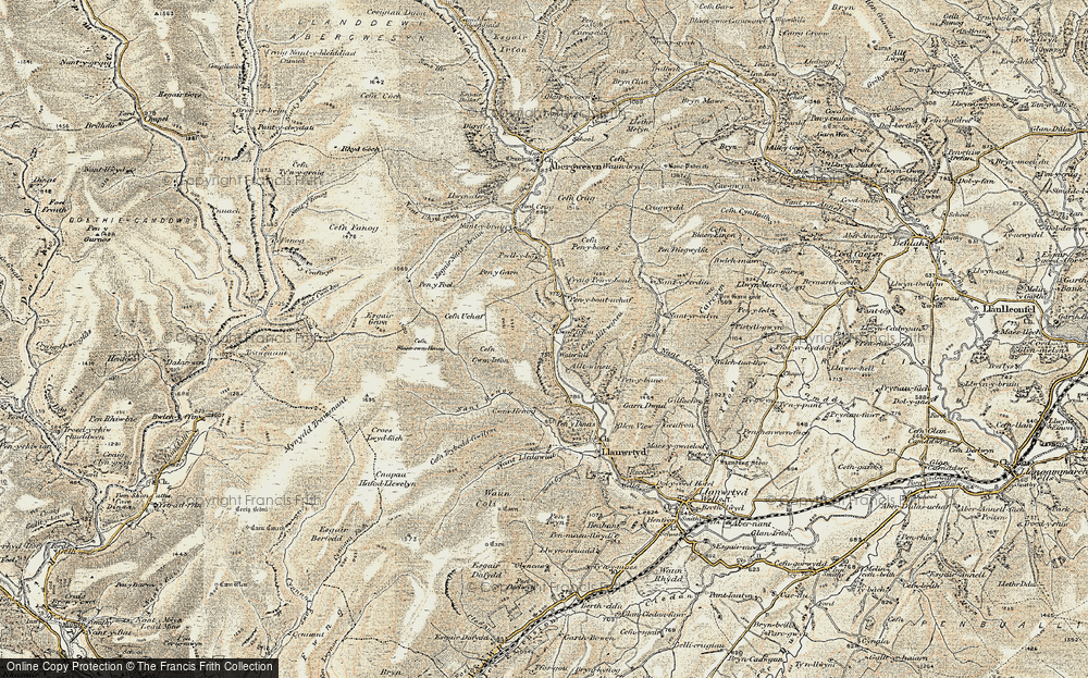 Old Map of Cwm Irfon, 1901-1902 in 1901-1902