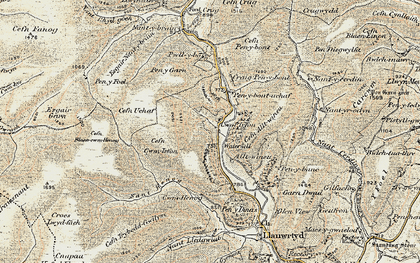 Old map of Cwm Irfon in 1901-1902