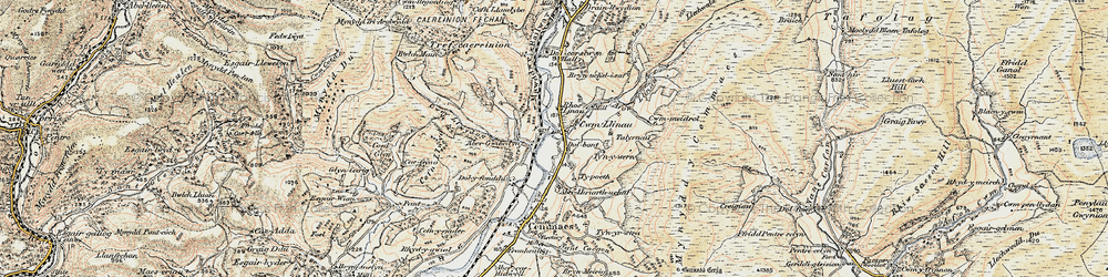 Old map of Afon Llinau in 1902-1903