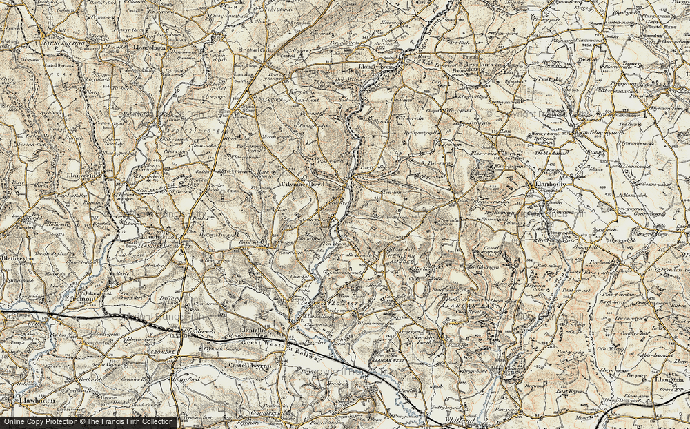 Old Map of Historic Map covering Afon Taf in 1901