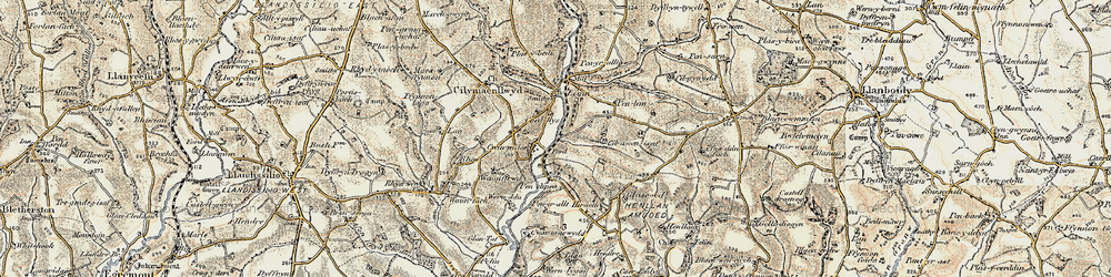 Old map of Afon Taf in 1901