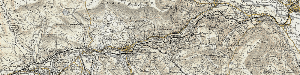 Old map of Cwm Nant-gam in 1899-1900