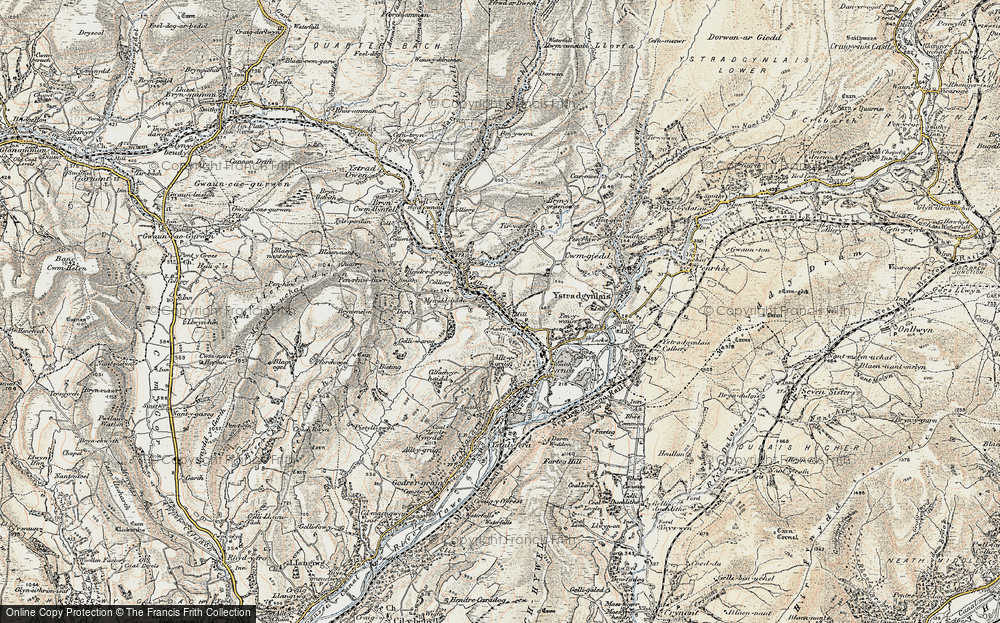Old Map of Cwm-twrch Isaf, 1900-1901 in 1900-1901