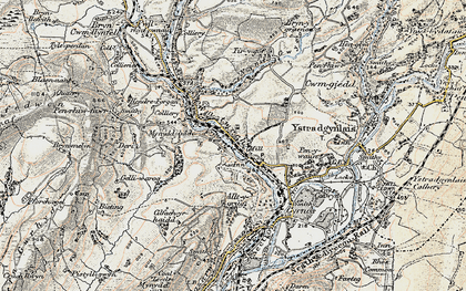 Old map of Cwm-twrch Isaf in 1900-1901