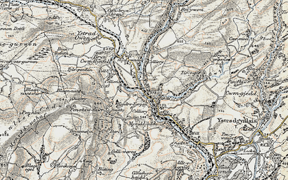 Old map of Cwm-twrch Uchaf in 1900-1901