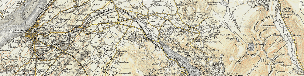 Old map of Cwm-y-glo in 1903-1910