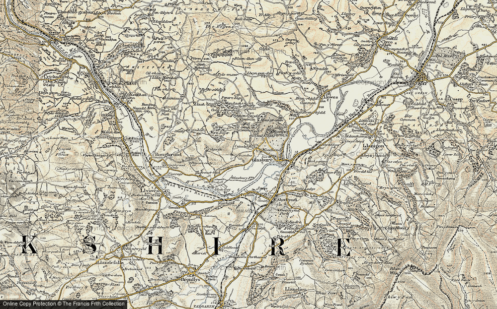 Old Map of Historic Map covering Woodlands in 1900-1902