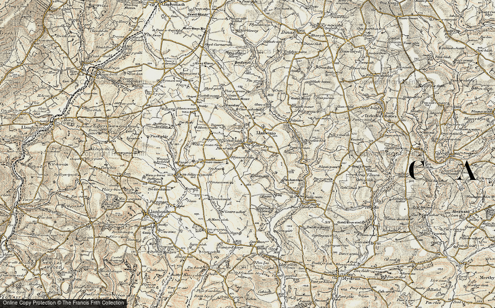 Old Map of Historic Map covering Afon Sien in 1901