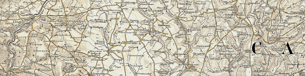Old map of Afon Sien in 1901