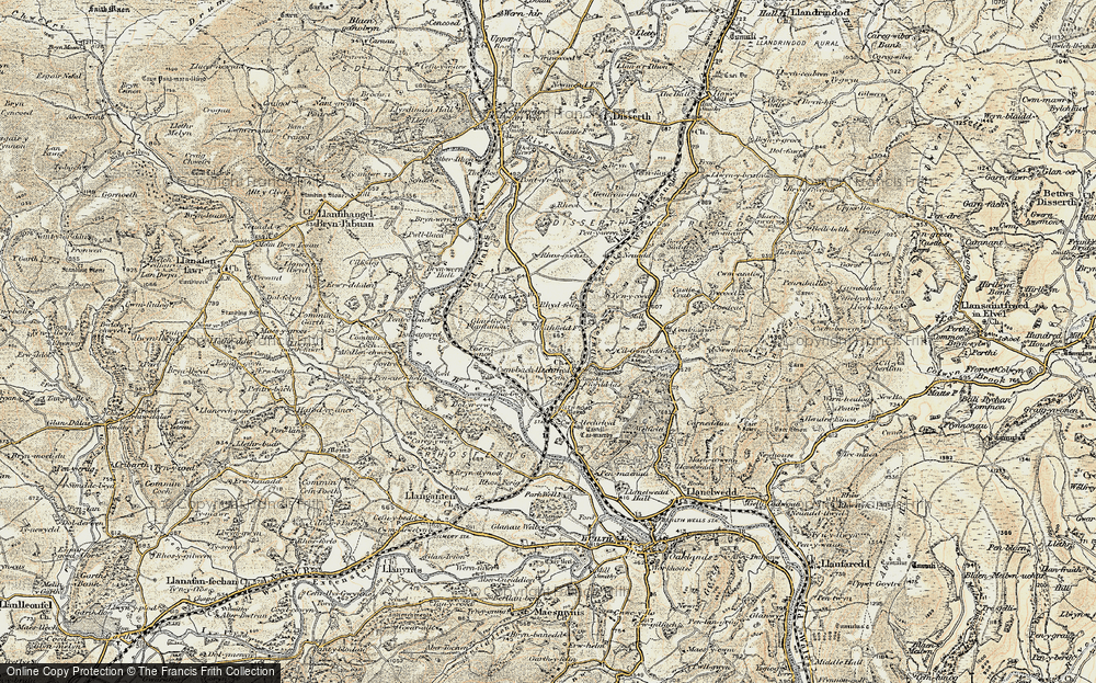 Old Map of Historic Map covering Bryn-wern Hall in 1900-1903