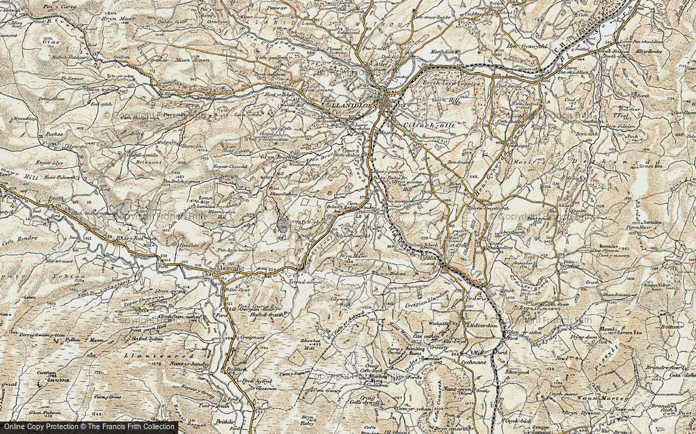 Old Map of Historic Map covering Ystradolwyn Fawr in 1901-1903