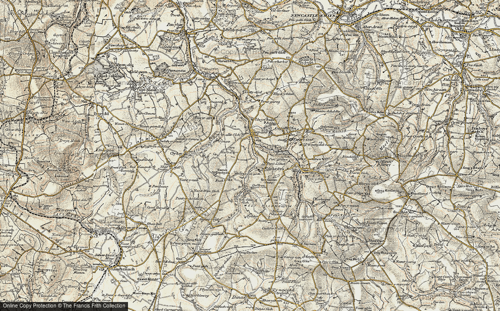 Old Map of Historic Map covering Llwyndrain in 1901