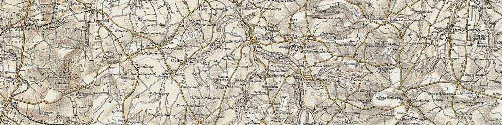 Old map of Llwyndrain in 1901