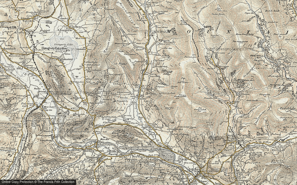 Old Map of Cwmdu, 1899-1901 in 1899-1901