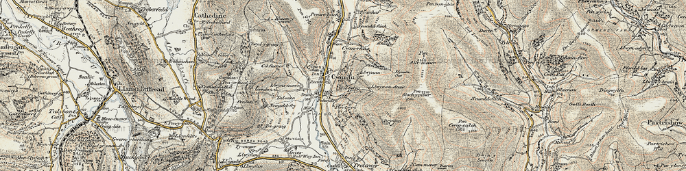 Old map of Cwmdu in 1899-1901