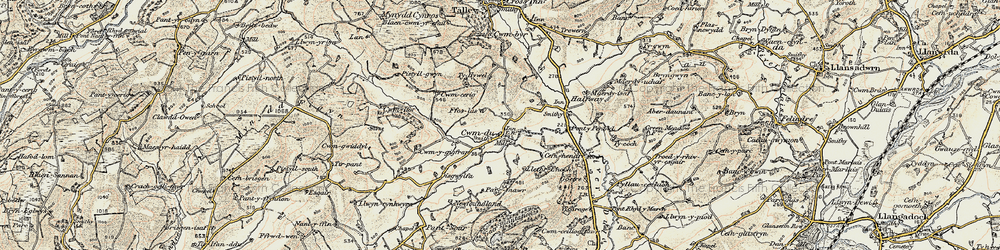 Old map of Cwmdu in 1900-1901