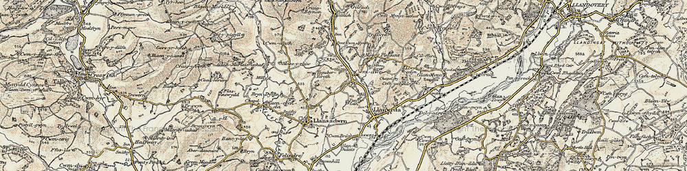 Old map of Cwmdwr in 1900-1901