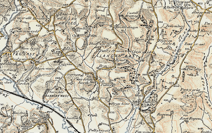 Old map of Blaen-lliwe in 1901