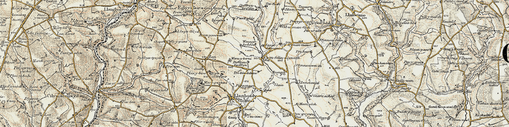 Old map of Bronyscawen in 1901