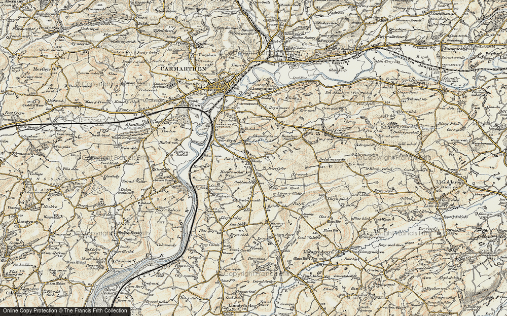 Old Map of Historic Map covering Abercyfor Uchaf in 1901