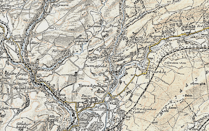 Old map of Bryngrunin in 1900-1901