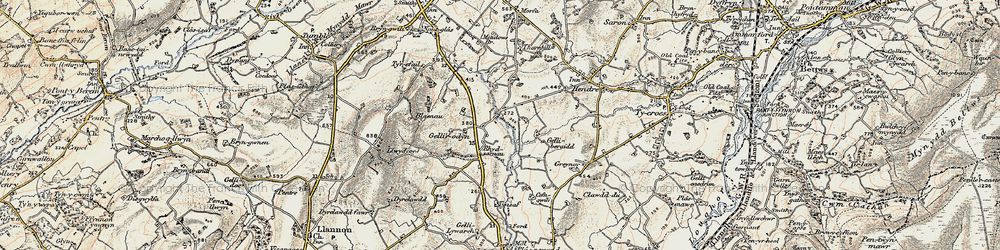 Old map of Ty-isaf in 1900-1901