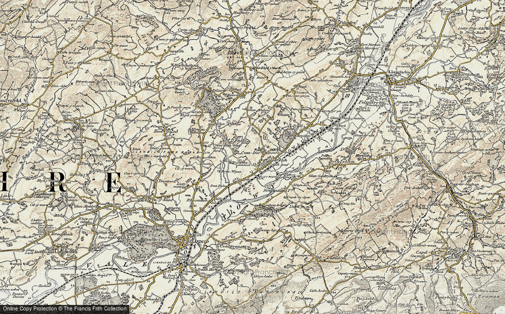 Old Map of Historic Map covering Brynwgan in 1900-1901