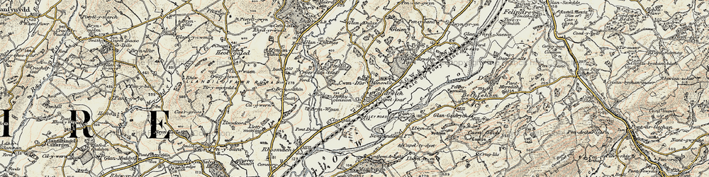Old map of Brynwgan in 1900-1901