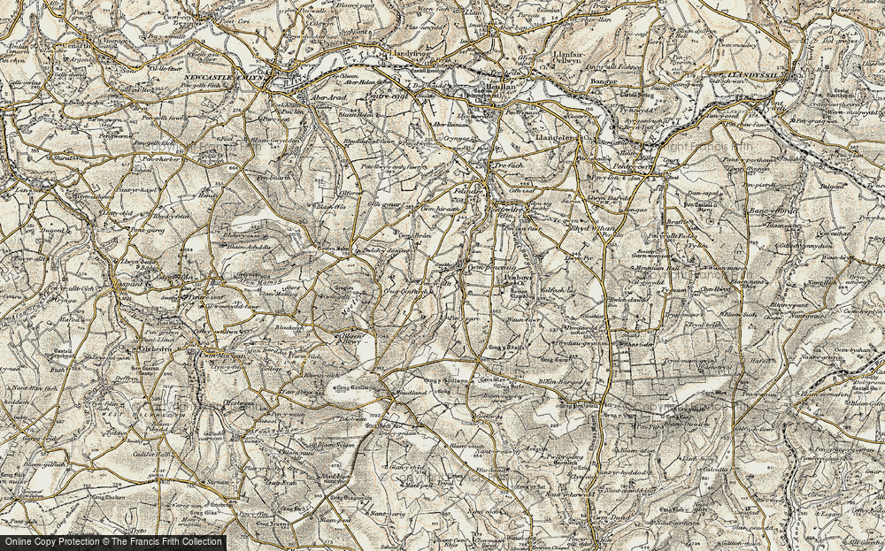 Old Map of Historic Map covering Blaen Bran in 1901