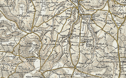 Old map of Blaen Bran in 1901