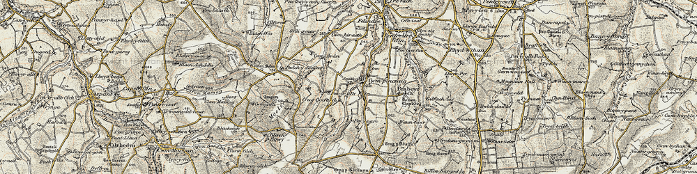 Old map of Blaen Bran in 1901