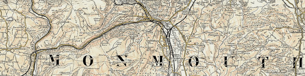 Old map of Cwmynyscoy in 1899-1900