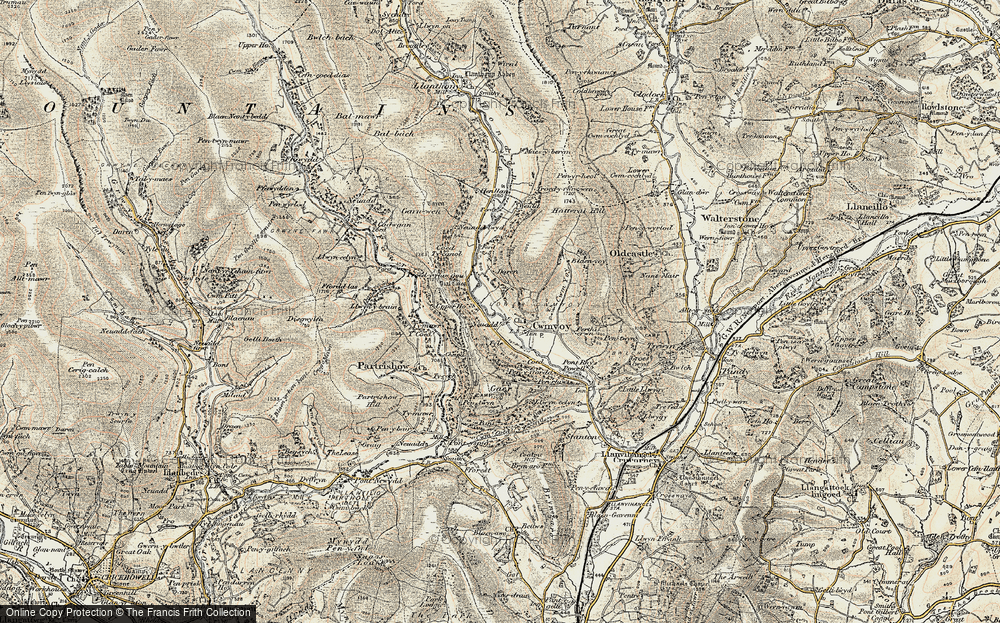 Old Map of Historic Map covering Blanyoy in 1899-1900